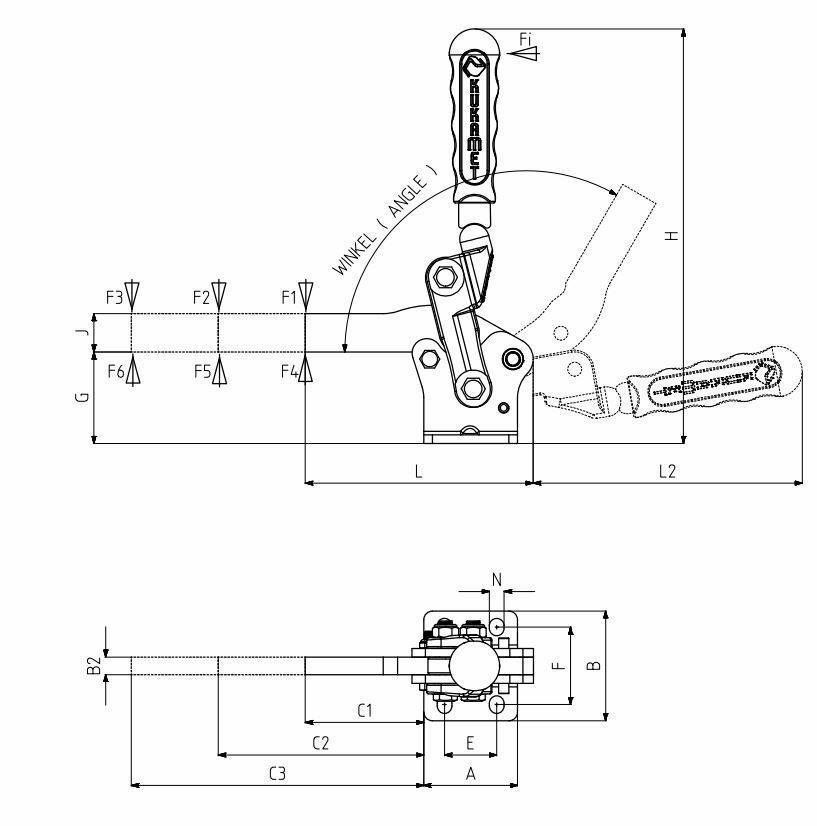 Docisk pionowy 241-2 D C2 malowany proszkowo