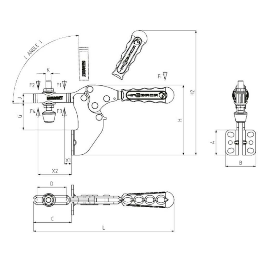 Docisk poziomy 113-2 INOX z podstawą  boczną