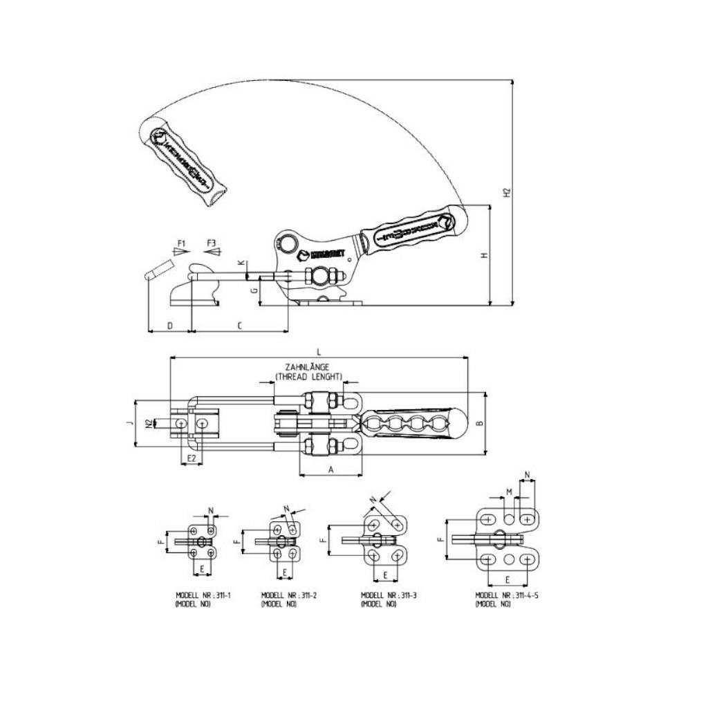 Docisk zaczepowy – hakowy 311-2 INOX