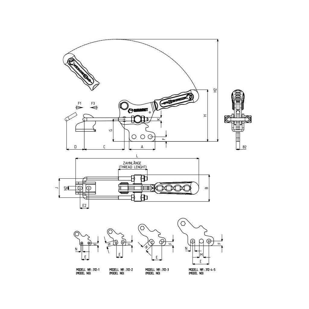 Docisk zaczepowy – hakowy 312-4 INOX