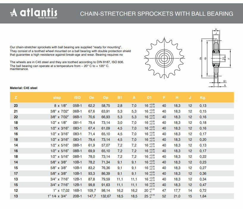 Koło łańcuchowe 10B-1 z=17 z łożyskiem 5/8″ x 3/8″