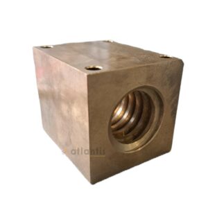 Nakrętka kwadratowa Tr. 16×4 prawa brąz  RG12 kw35 L40 M5x4