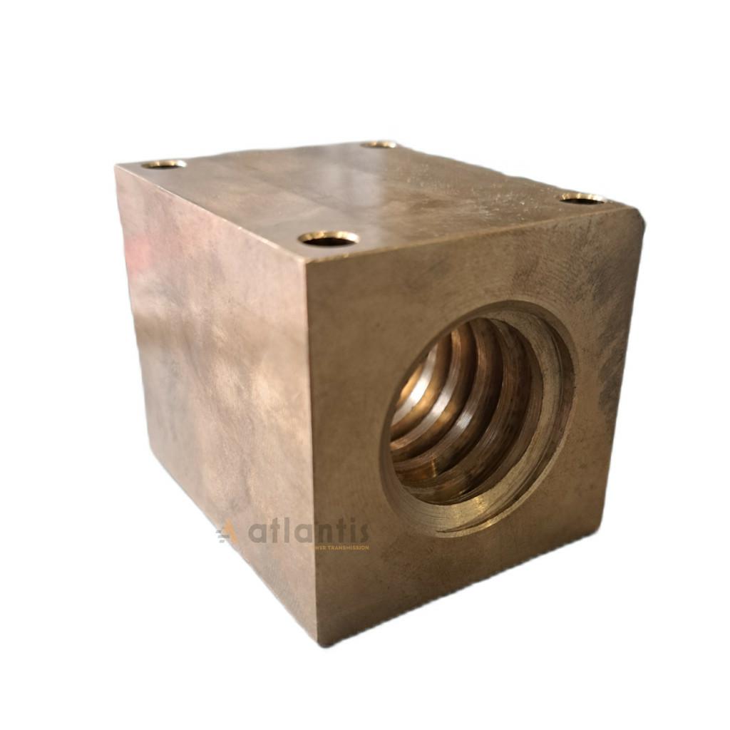 Nakrętka kwadratowa Tr. 16×4 prawa brąz  RG12 kw35 L40 M5x4